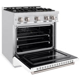 ZLINE 30 in. 4.2 cu. ft. Classic Dual Fuel Range with 4 Burner Gas Cooktop and Electric Convection Oven in Satin Stainless Steel with White Matte Door (CDRS-WM-30)