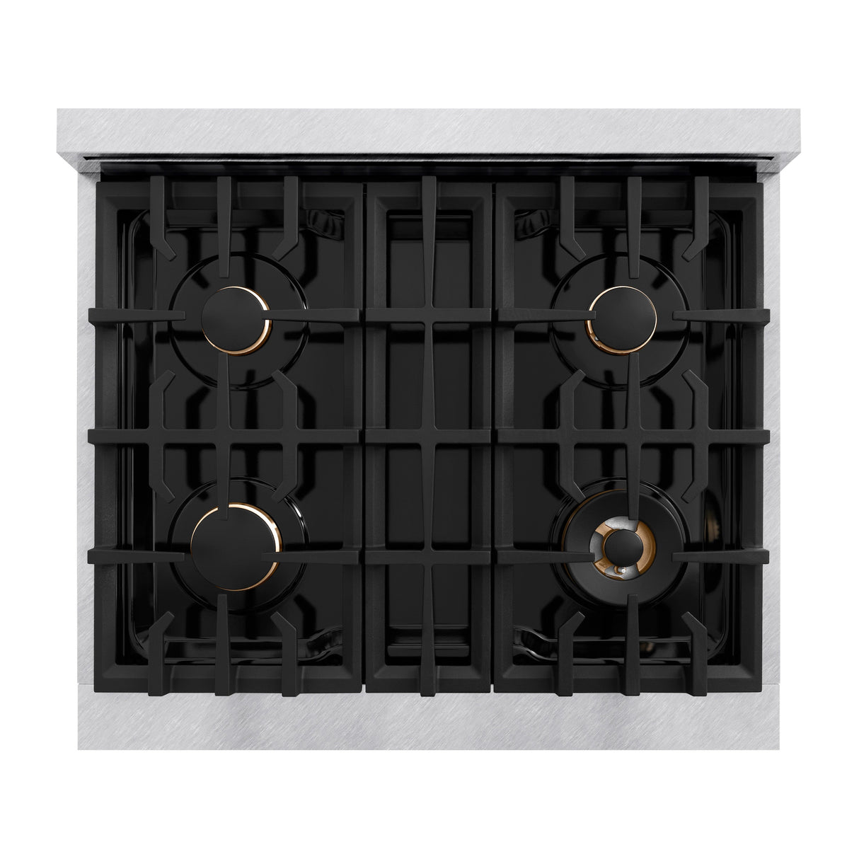 ZLINE Autograph Edition 30 in. 4.2 cu. ft. Classic Dual Fuel Range with 4 Burner Gas Cooktop and Electric Convection Oven in Satin Stainless Steel with Champagne Bronze Accents (CDRSZ-30-CB)
