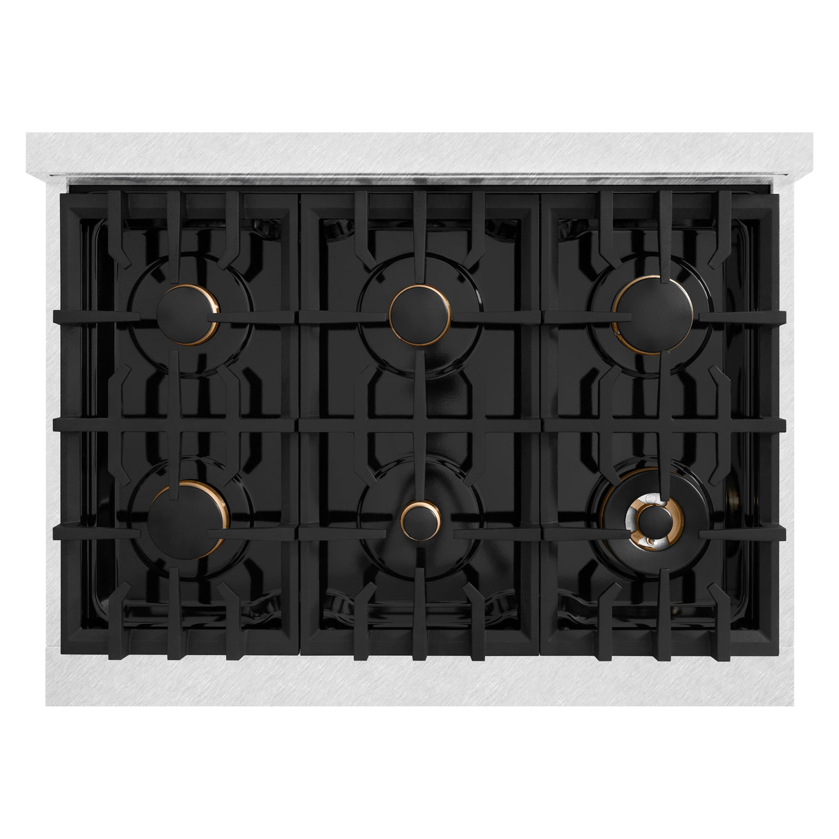 ZLINE Autograph Edition 36 in. 5.2 cu. ft. Classic Dual Fuel Range with 6 Burner Gas Cooktop and Electric Convection Oven in Satin Stainless Steel with Champagne Bronze Accents (CDRSZ-36-CB)