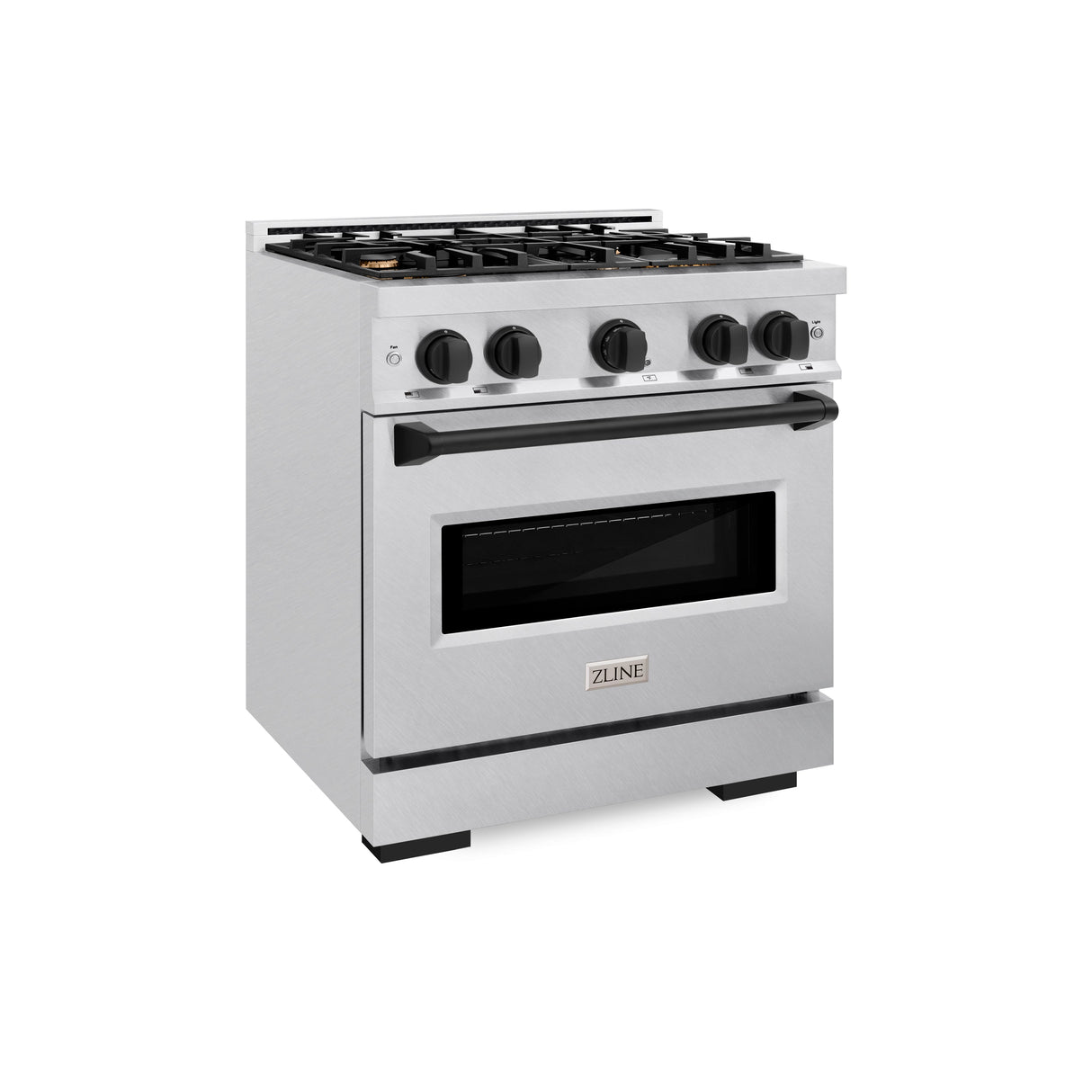 ZLINE Autograph Edition 30 in. 4.2 cu. ft. Classic Dual Fuel Range with 4 Burner Gas Cooktop and Electric Convection Oven in Satin Stainless Steel with Matte Black Accents (CDRSZ-30-MB)