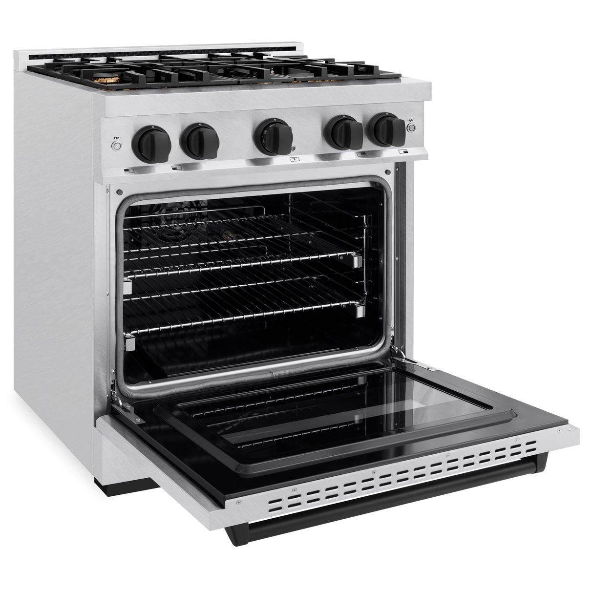 ZLINE Autograph Edition 30 in. 4.2 cu. ft. Classic Dual Fuel Range with 4 Burner Gas Cooktop and Electric Convection Oven in Satin Stainless Steel with Matte Black Accents (CDRSZ-30-MB)