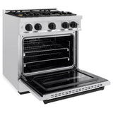 ZLINE Autograph Edition 30 in. 4.2 cu. ft. Classic Dual Fuel Range with 4 Burner Gas Cooktop and Electric Convection Oven in Satin Stainless Steel with Matte Black Accents (CDRSZ-30-MB)