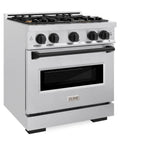 ZLINE Autograph Edition 30 in. 4.2 cu. ft. Classic Dual Fuel Range with 4 Burner Gas Cooktop and Electric Convection Oven in Satin Stainless Steel with Matte Black Accents (CDRSZ-30-MB)