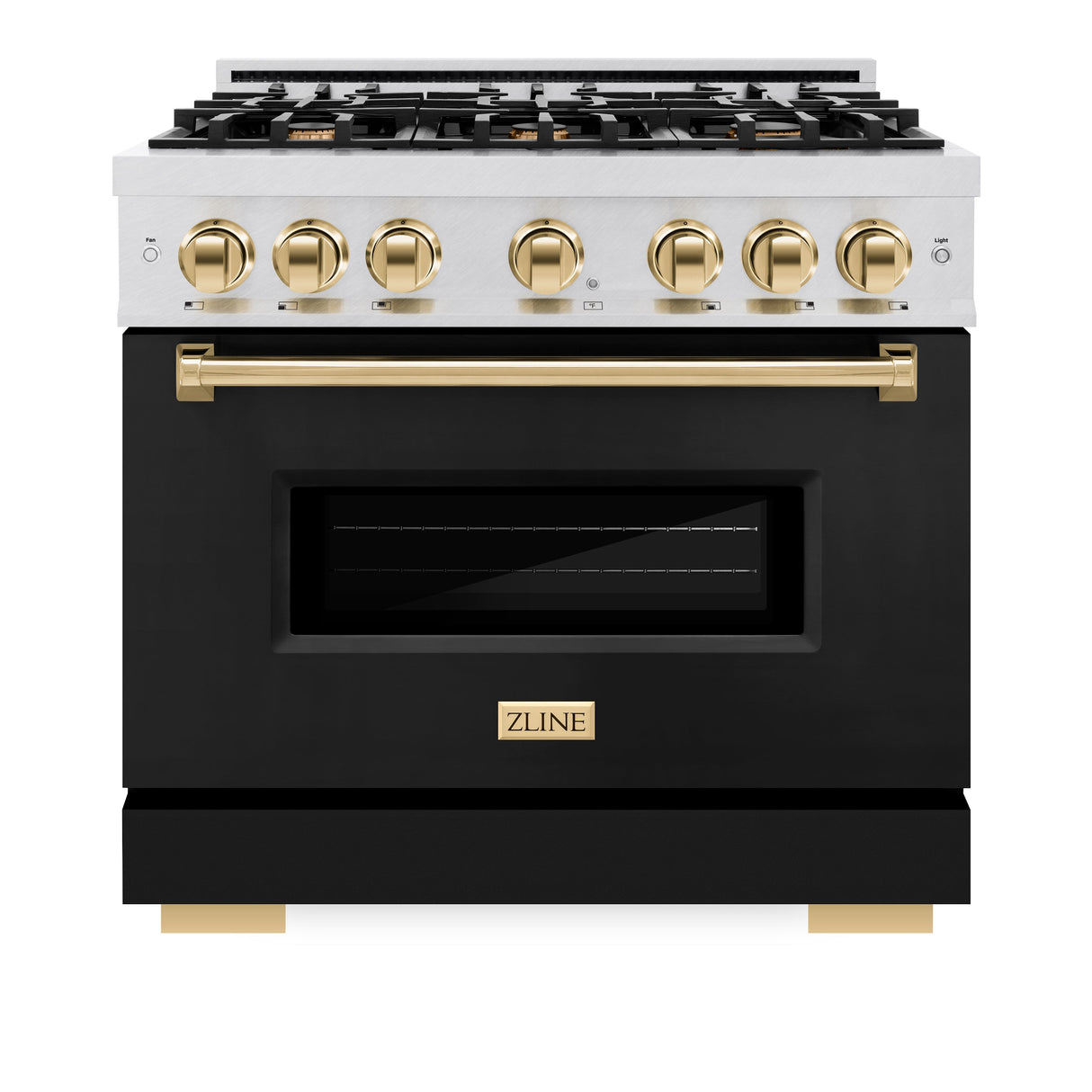 ZLINE Autograph Edition 36 in. 5.2 cu. ft. Classic Dual Fuel Range with 6 Burner Gas Cooktop and Electric Convection Oven in Satin Stainless Steel with Polished Gold Accents (CDRSZ-36-G)