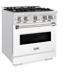 ZLINE 30 in. 4.2 cu. ft. Classic Gas Range with 4 Burner Cooktop and Convection Gas Oven in Satin Stainless Steel with White Matte Door (CGRS-WM-30)