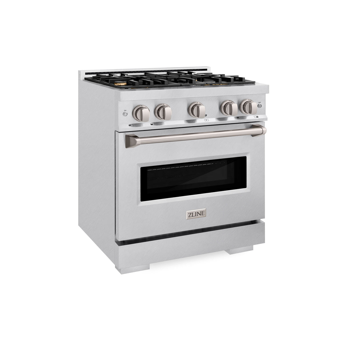 ZLINE 30 in. 4.2 cu. ft. Classic Gas Range with Convection Gas Oven in Satin Stainless Steel with 4 Brass Burners (CGRS-BR-30)