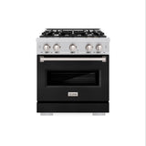 ZLINE 30 in. 4.2 cu. ft. Classic Dual Fuel Range with 4 Burner Gas Cooktop and Electric Convection Oven in Stainless Steel with Black Matte Door (CDR-BLM-30)