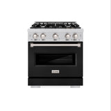 ZLINE 30 in. 4.2 cu. ft. Classic Gas Range with 4 Burner Cooktop and Convection Gas Oven in Stainless Steel with Black Matte Door (CGR-BLM-30)