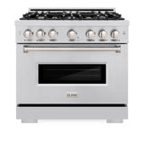 ZLINE 36 in. 5.2 cu. ft. Classic Dual Fuel Range with 6 Burner Gas Cooktop and Electric Convection Oven in Stainless Steel (CDR36)