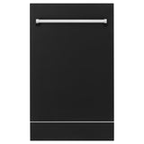 ZLINE 18" Tallac Dishwasher Panel in Black Matte with Traditional Handle (DPV-BLM-18)