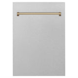 ZLINE Autograph Edition 18 in. Tallac Dishwasher Panel in Satin Stainless Steel Finish with Champagne Bronze Handle (DPVZ-SN-18-CB)