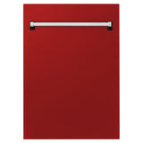 ZLINE 18" Tallac Dishwasher Panel in Red Gloss with Traditional Handle (DPV-RG-18)