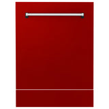 ZLINE 24" Tallac Dishwasher Panel in Red Gloss with Traditional Handle (DPV-RG-24)