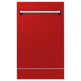 ZLINE 18" Tallac Dishwasher Panel in Red Matte with Traditional Handle (DPV-RM-18)