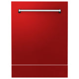 ZLINE 24" Tallac Dishwasher Panel in Red Matte with Traditional Handle (DPV-RM-24)
