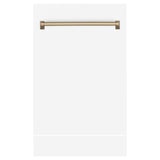 ZLINE 18 in. Autograph Edition Tallac Dishwasher Panel in White Matte with Champagne Bronze Handle (DPVZ-WM-18-CB)