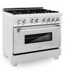 ZLINE 36 in. 4.6 cu. ft. Legacy Dual Fuel Range with Gas Cooktop and Electric Convection Oven in Satin Stainless Steel with 6 Brass Burners (RAS-SN-BR-36)