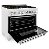 ZLINE 36 in. 4.6 cu. ft. Legacy Dual Fuel Range with Gas Cooktop and Electric Convection Oven in Satin Stainless Steel with 6 Brass Burners (RAS-SN-BR-36)