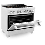 ZLINE 36 in. 4.6 cu. ft. Legacy Dual Fuel Range with Gas Cooktop and Electric Convection Oven in Satin Stainless Steel with 6 Brass Burners (RAS-SN-BR-36)