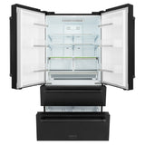 ZLINE 36 in. 21.6 cu. ft. Counter-Depth French Door Refrigerator with Water and Ice Dispenser with Extra Water Filter in Fingerprint-Resistant Black Stainless Steel (RFM-W-WF-36-BS)