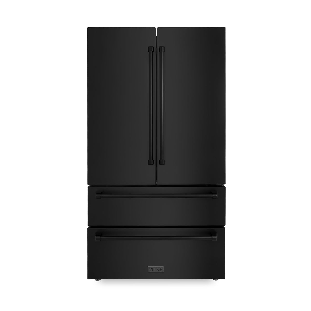 ZLINE 36 in. 21.6 cu. ft. Counter-Depth French Door Refrigerator with Water and Ice Dispenser with Extra Water Filter in Fingerprint-Resistant Black Stainless Steel (RFM-W-WF-36-BS)