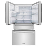 ZLINE 36 in. 21.6 cu. ft. Counter-Depth French Door Refrigerator with Water and Ice Dispenser with Extra Water Filter in Fingerprint-Resistant Stainless Steel (RFM-W-WF-36)