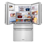 ZLINE 36 in. 21.6 cu. ft. Counter-Depth French Door Refrigerator with Water and Ice Dispenser with Extra Water Filter in Fingerprint-Resistant Stainless Steel (RFM-W-WF-36)