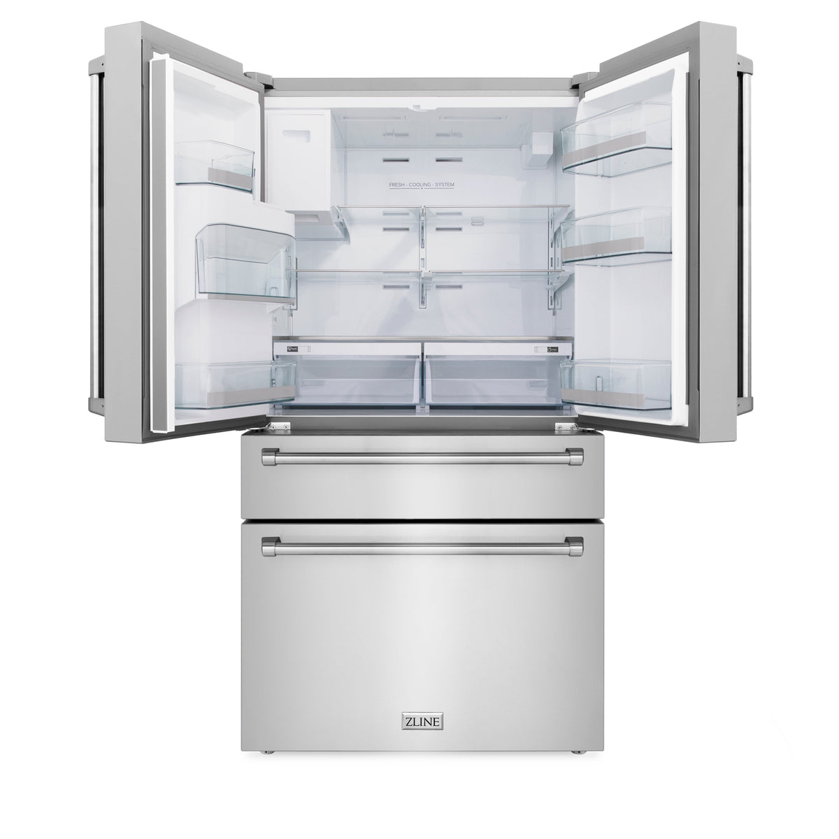 ZLINE 36 in. 21.6 cu. ft. Counter-Depth French Door Refrigerator with Water and Ice Dispenser with Extra Water Filter in Fingerprint-Resistant Stainless Steel (RFM-W-WF-36)