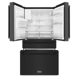 ZLINE 36 in. 21.6 cu. ft. Counter-Depth French Door Refrigerator with Water and Ice Dispenser in Fingerprint-Resistant Black Stainless Steel (RFM-W-36-BS)