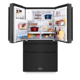 ZLINE 36 in. 21.6 cu. ft. Counter-Depth French Door Refrigerator with Water and Ice Dispenser in Fingerprint-Resistant Black Stainless Steel (RFM-W-36-BS)