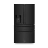ZLINE 36 in. 21.6 cu. ft. Counter-Depth French Door Refrigerator with Water and Ice Dispenser in Fingerprint-Resistant Black Stainless Steel (RFM-W-36-BS)