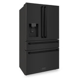 ZLINE 36 in. 21.6 cu. ft. Counter-Depth French Door Refrigerator with Water and Ice Dispenser in Fingerprint-Resistant Black Stainless Steel (RFM-W-36-BS)
