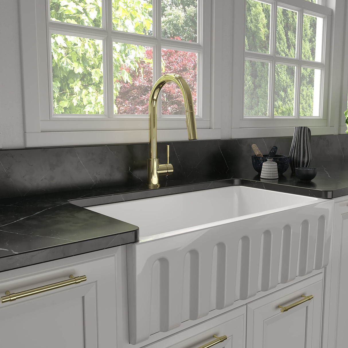 ZLINE Gemini Kitchen Faucet in Polished Gold (GEM-KF-PG)