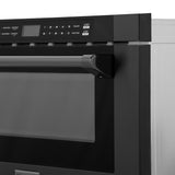 ZLINE 24" 1.2 cu. ft. Built-in Microwave Drawer with a Traditional Handle in Black Stainless Steel (MWD-1-BS-H)