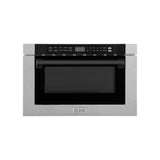ZLINE Autograph Edition 24 in. 1.2 cu. ft. Built-in Microwave Drawer with a Traditional Handle in Satin Stainless Steel and Matte Black Accents (MWDZ-1-SS-H-MB)