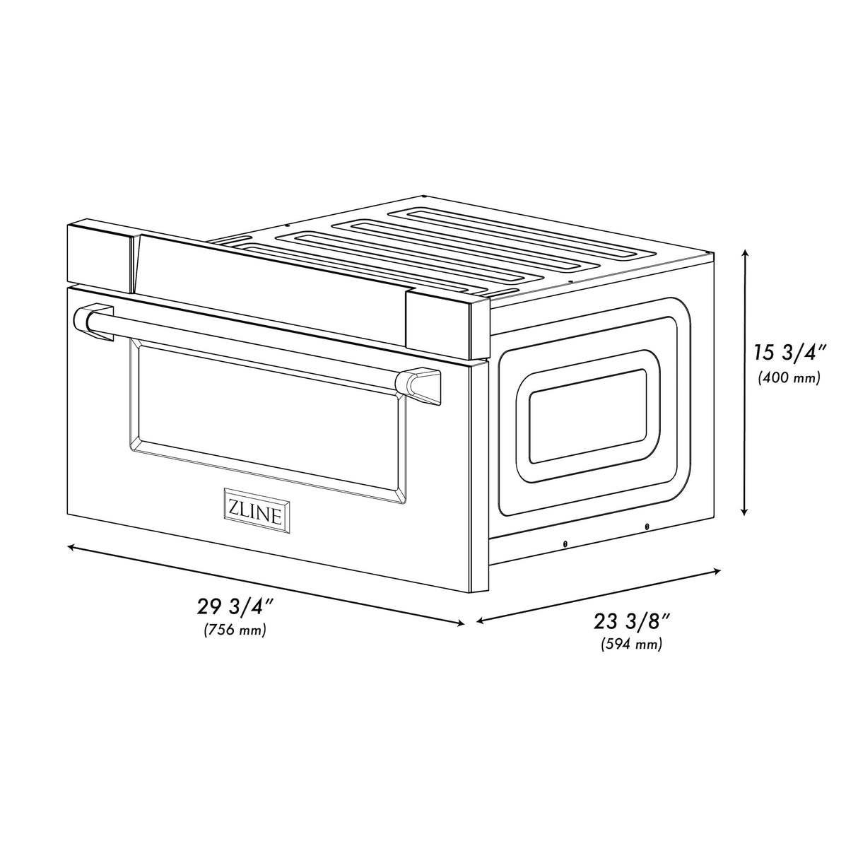 ZLINE Autograph Edition 30 in. 1.2 cu. ft. Built-in Microwave Drawer in Black Stainless Steel and Champagne Bronze Accents (MWDZ-30-BS-CB)