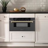 ZLINE Autograph Edition 30 in. 1.2 cu. ft. Built-in Microwave Drawer in Black Stainless Steel and Champagne Bronze Accents (MWDZ-30-BS-CB)