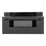 ZLINE 30" Microwave Drawer in Black Stainless Steel with Traditional Handle (MWD-30-BS)
