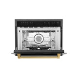 ZLINE Autograph Edition 24" 1.6 cu ft. Built-in Convection Microwave Oven in Black Stainless Steel and Polished Gold  Accents (MWOZ-24-BS-G)