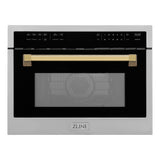 ZLINE Autograph Edition 24" 1.6 cu ft. Built-in Convection Microwave Oven in Stainless Steel and Polished Gold  Accents (MWOZ-24-G)