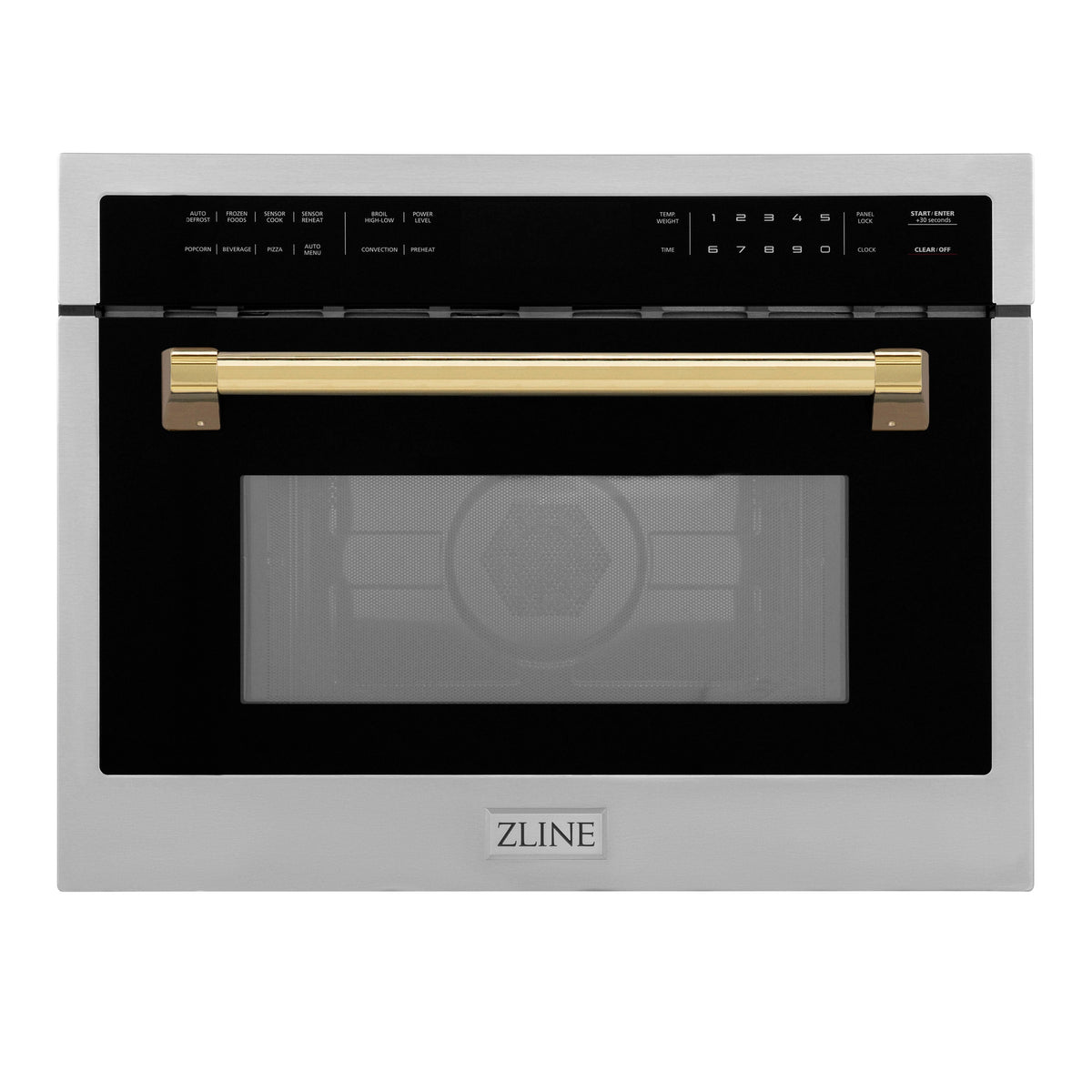 ZLINE Autograph Edition 24" 1.6 cu ft. Built-in Convection Microwave Oven in Stainless Steel and Polished Gold  Accents (MWOZ-24-G)