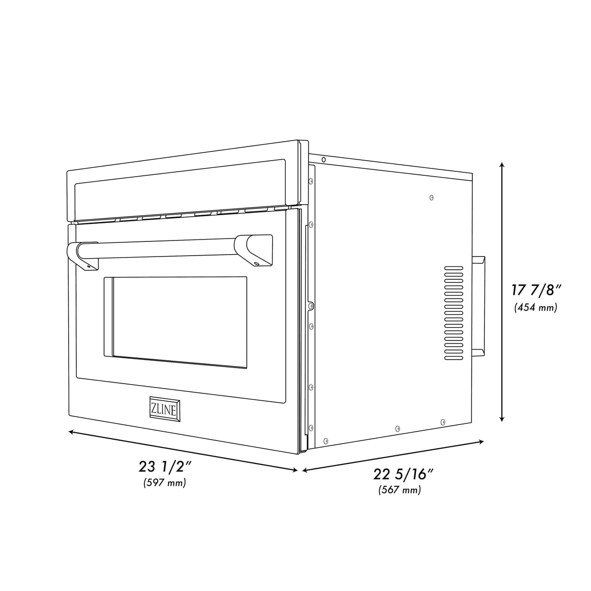 ZLINE Autograph Edition 24 in. 1.6 cu ft. Built-in Convection Microwave Oven in Satin Stainless Steel with Polished Gold Accents (MWOZ-24-SS-G)
