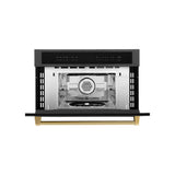 ZLINE Autograph Edition 30” 1.6 cu ft. Built-in Convection Microwave Oven in Black Stainless Steel and Polished Gold  Accents (MWOZ-30-BS-G)