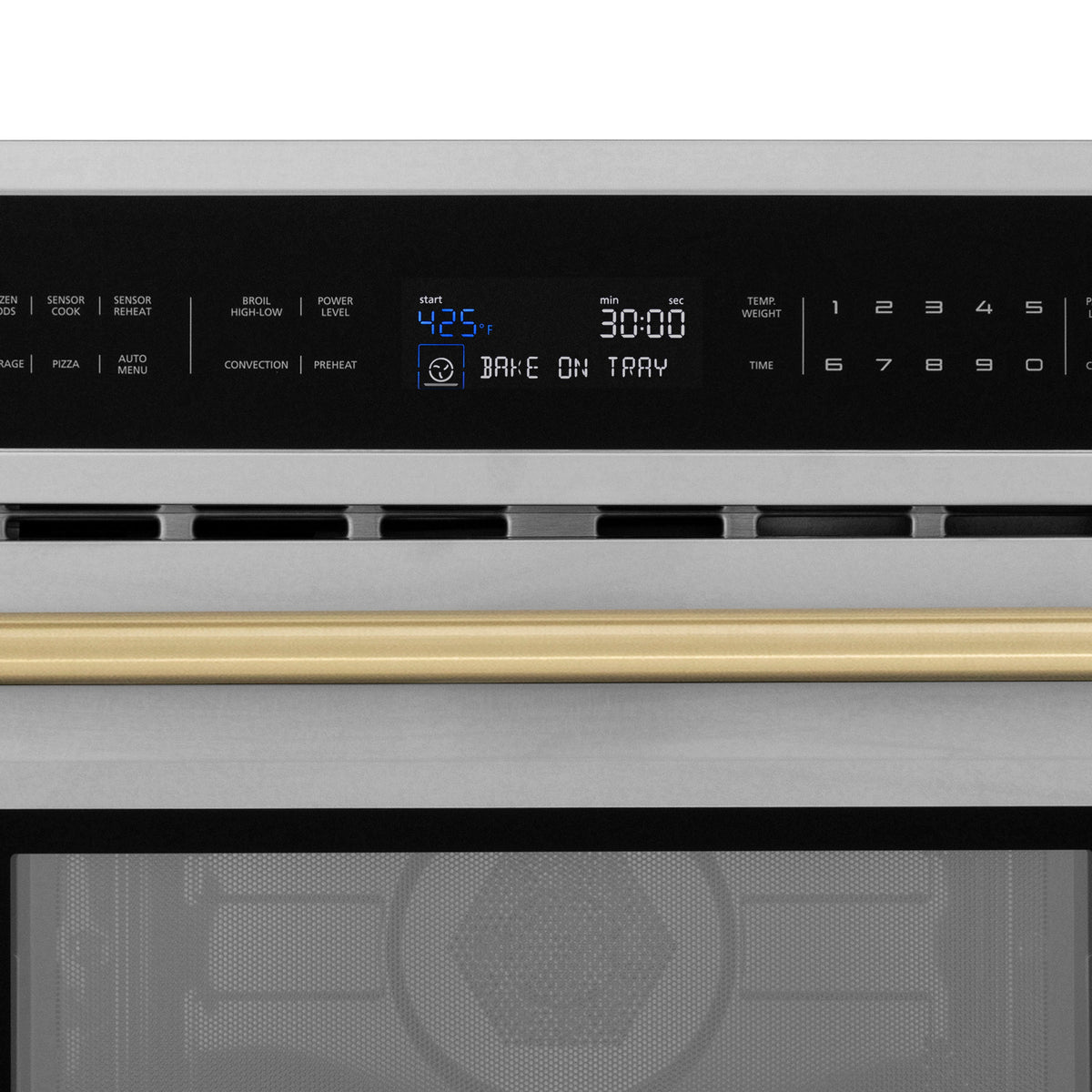 ZLINE Autograph Edition 30” 1.6 cu ft. Built-in Convection Microwave Oven in Stainless Steel and Champagne Bronze Accents (MWOZ-30-CB)