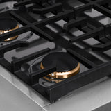 ZLINE 30 in. Paramount Gas Rangetop with 4 Brass Burners and Porcelain Cooktop in Satin Stainless Steel (SRTS-BR-30)
