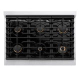 ZLINE 36 in. Paramount Gas Rangetop with 6 Brass Burners and Porcelain Cooktop in Satin Stainless Steel (SRTS-BR-36)