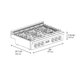 ZLINE 36 in. Paramount Gas Rangetop with 6 Burners and Porcelain Cooktop in Satin Stainless Steel (SRTS-36)