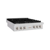 ZLINE 36 in. Paramount Gas Rangetop with 6 Burners and Porcelain Cooktop in Satin Stainless Steel (SRTS-36)