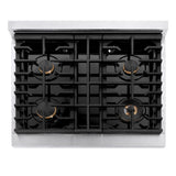 ZLINE 30 in. Autograph Edition Paramount Gas Rangetop with 4 Burners and Porcelain Cooktop in Satin Stainless Steel with Polished Gold Accents (SRTSZ-30-G)