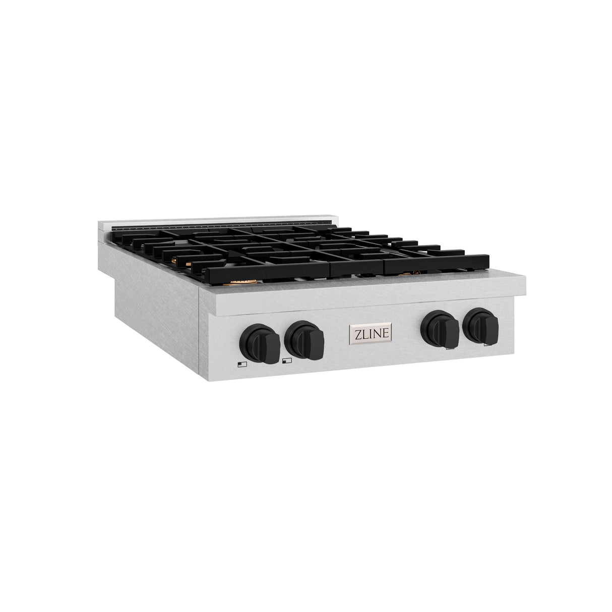 ZLINE 30 in. Autograph Edition Paramount Gas Rangetop with 4 Burners and Porcelain Cooktop in Satin Stainless Steel with Matte Black Accents (SRTSZ-30-MB)